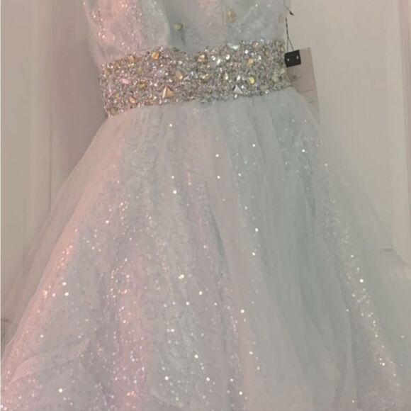 GORGEOUS PROM/ NWT ice blue Cocktail mini dress - Picture 5 of 7